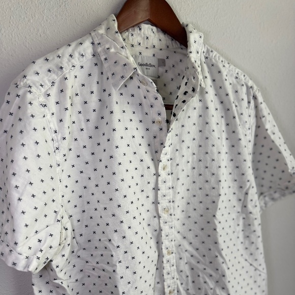 Goodfellow & Co Cotton White Button Down Short Sleeve Shirt Mens Large Summer - Picture 1 of 6